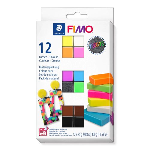 FIMO Effect süthető gyurma készlet - 12 x 25 g, Neon Színek
