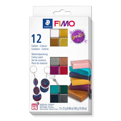 FIMO Effect süthető gyurma készlet - 12 x 25 g, Szikrázó Színek