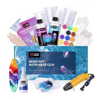   Let's Resin epoxi öntőgyanta tengerpartkészítő szett - 500 ml, öntőformákkal, sok dekorral!