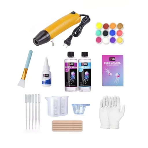 Let's Resin epoxi öntőgyanta tengerpartkészítő szett - 500 ml, öntőformákkal, sok dekorral!