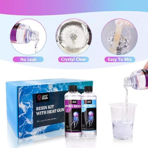 Let's Resin epoxi öntőgyanta tengerpartkészítő szett - 500 ml, öntőformákkal, sok dekorral!