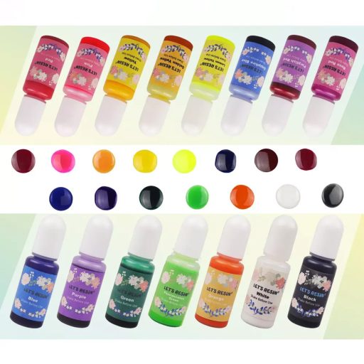 Let's Resin transzparens gyantafesték szett - 15 x 10 ml