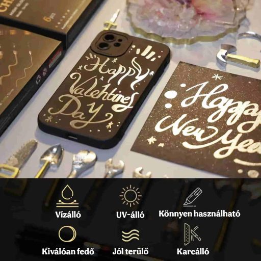 Let's Resin tükörkróm fémhatású filctoll készlet - 6 db, arany, ezüst színekben