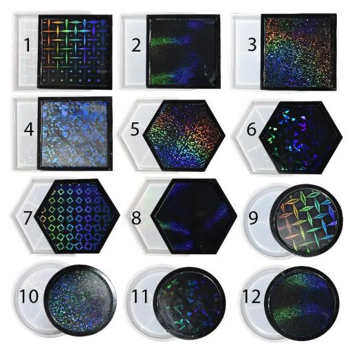 Szilikon öntőforma - hologramos alátét, négyzet 3.