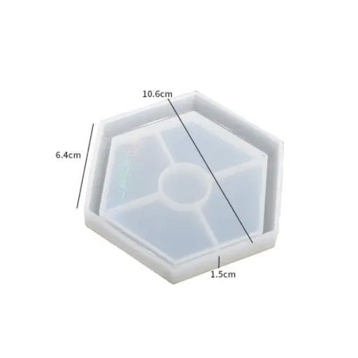 Szilikon öntőforma - hologramos alátét, hatszög 4.
